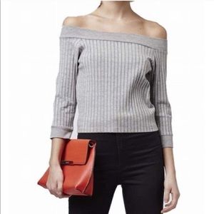 Topshop ribbed off the shoulder crop top